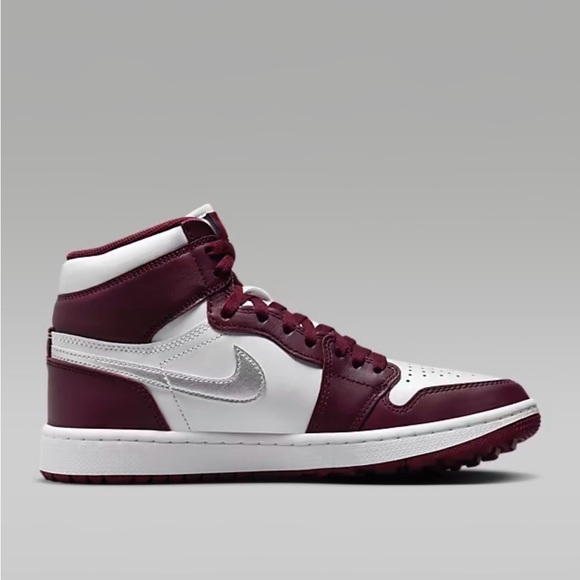 Air Jordan 1 High G Men’s size 14 Golf shoes. White/Bordeaux/Metallic Silver - Picture 2 of 8